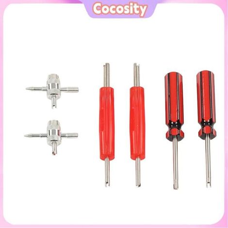 Extracteur de tige de valve de pneu - COCOSITY - 6 pcs - Tête double/simple - Outil 4 voies - Alliage & ABS durable (1/5)
