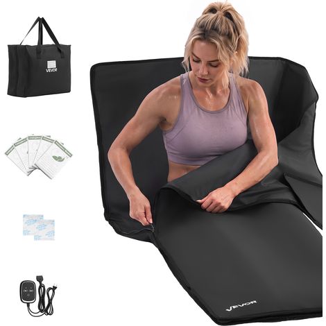 VEVOR Infrarot-Saunadecke 180x80cm Tragbare Infrarotdecke 500W Schwarz, Wärmedecke für Schwitzen Entspannung Detox, 30-75°C Temperaturregelung, 20-60min Timer, aus Oxford-Gewebe, mit Tragetasche (1/5)