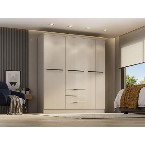 Armoire 6 portes et 3 tiroirs - L180 cm - Beige – PEROLI