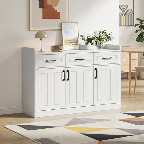 Credenza con 3 Cassetti e 3 Ante, Ripiani Regolabili, in Pannelli di Particelle, 120 × 35 × 80 cm, Bianco (1/5)