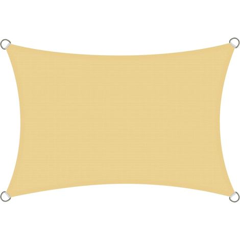 Voile d’ombrage Rectangulaire 3x4 m - Toile Ombrage Extérieur 4x3 m HDPE Respirant (185g/m²) Voile Ombrage avec 98% de Protection UV pour Patio Jardin Pergola, Sable (1/5)