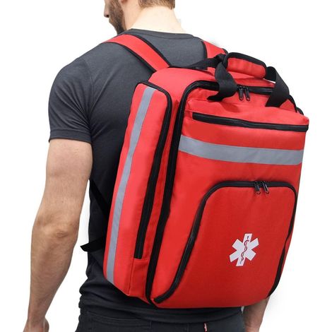 Erste-Hilfe-Rucksack leer, Notfalltasche mit Reflektor, große Kapazität, rot