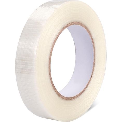 Ruban Adhésif en Fibre de Verre - Renforcement et Cerclage, Bande Renforcée, Armé, Filament d'Emballage - 3 cm x 50 m, Transparent (1/5)