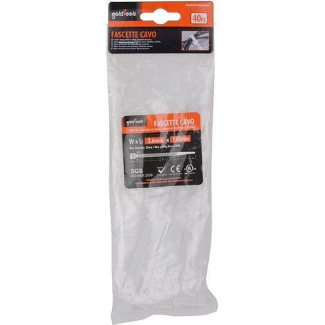Kaela - Set 40 Pz Fascette Cavi Cavo Bianco Stringenti In Plastica Nylon 3.6x150mm 92365 - (1/2)