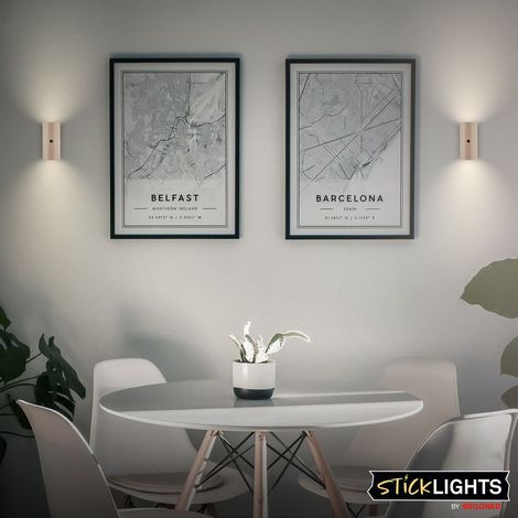 Briloner ISY Lampe murale sans fil, Set de 2, batterie rechargeable, dimmable, tactile, lumière blanche chaude, beige, Ø6,1 x 12 cm