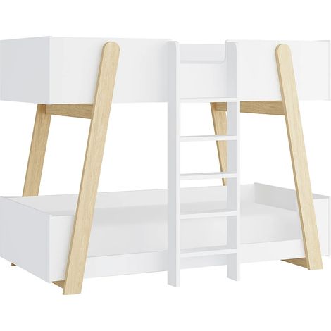 Letto a castello 90 x 190 cm - Bianco e naturale - CORODELA (1/5)