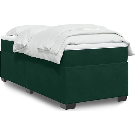 Boxspringbett mit Matratze Dunkelgrün 90x190 cm Samt