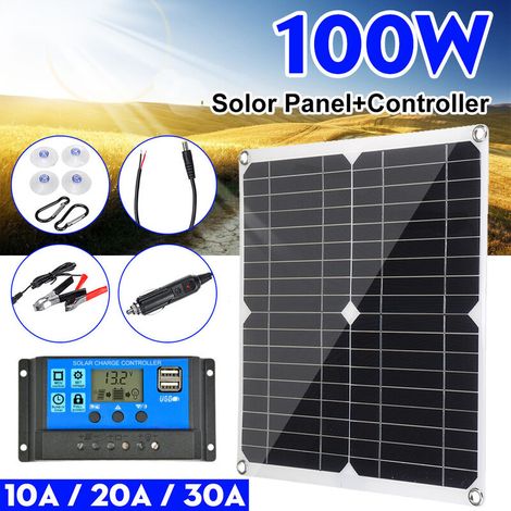 12V 25W Panneau Solaire , Kit de Panneau Solaire, Chargeur de Batterie Kit avec régulateur de Charge Solaire 60A pour Camping-Car, Yacht, ,Jardin, éclairage