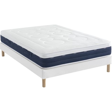 Ensemble matelas ressorts et mémoire de forme, sommier Constellation et pieds Rêve 600 - SOMEO 140x190 (1/5)