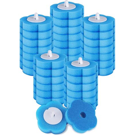 Brosse WC Jetable Recharge, 36 Têtes de Rechange Jetables avec Liquide Nettoyant, pour Lavabo Baignoire Piscine Lavabo (Bleu - Parfum Frais Océan) (1/5)