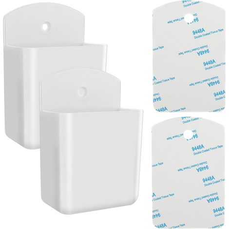 Set mit 2 selbstklebenden Fernbedienungshaltern – Wandmontierter Fernbedienungshalter – Weiße Kunststoff-Wandaufbewahrungsbox für Zuhause, Büro, Schule (1/5)