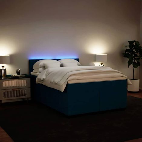 Boxspringbett mit Matratze Blau 140x190 cm Samt (1/5)