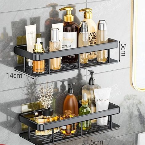 2 étagères de salle de bain, support de douche, support de douche sans perçage, accessoires de salle de bain, support de douche, support de douche, support de dou (1/3)