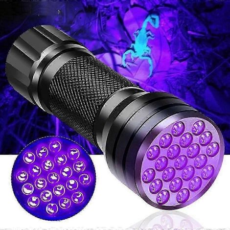 Détecteur d'urine pour animaux - Lampe torche UV portable - Détecteur d'urine pour chiens et chats sur tapis - Ultra-lumineux - 21 LED UV - Convient aux taches d'animaux domestiques WHBYV (1/4)