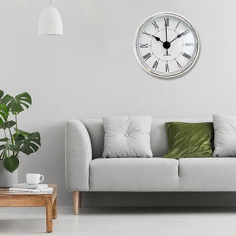 Horloge classique ronde en métal noir avec mouvement à quartz de 70 mm (2,8 pouces). (1/4)