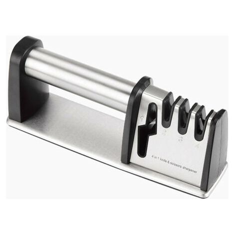 Aiguiseur Couteaux 4 en 1, Affûteur de Couteaux Professionnel Affutage Couteaux, Affûteurs Manuels Knife Sharpener pour Couteaux de Cuisine, Ciseaux (Base Anti-dérapante) (1/5)