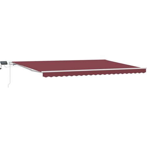 Maison Exclusive - Markise Manuell mit LED Weinrot 500x300 cm