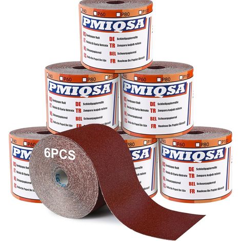 Lot de 6 Rouleaux de Papier Abrasif 93mm x 5m (1/5)