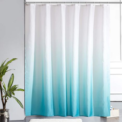 c Rideau de Douche Anti Moisissure Tissu Lavable en Machine Grand Rideau de Bain Imperméable en Polyester pour Baignoire Angle avec 12 Crochets 200x200cm Turquoise Dégradé (1/5)