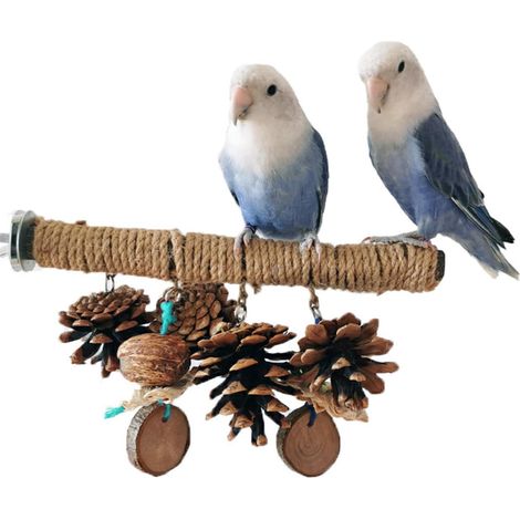 Perchoir Jouet Naturel pour Oiseaux avec Pommes de Pin et Bois pour Perroquets et Perruches (1/5)
