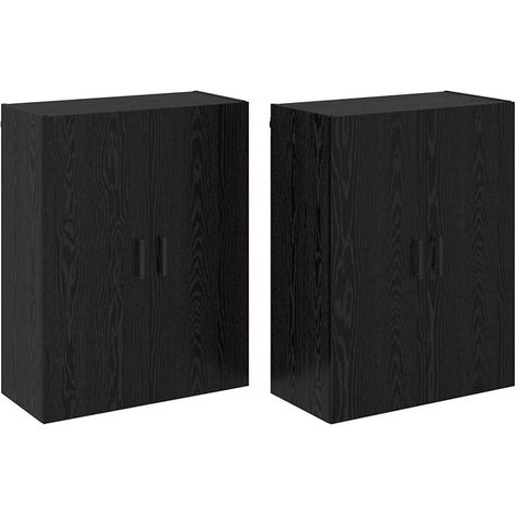 2 pcs Buffet，Bahut， Armoires Murailles Chêne noir 69,5 x 34 x 90 cm CFW28679 (1/5)