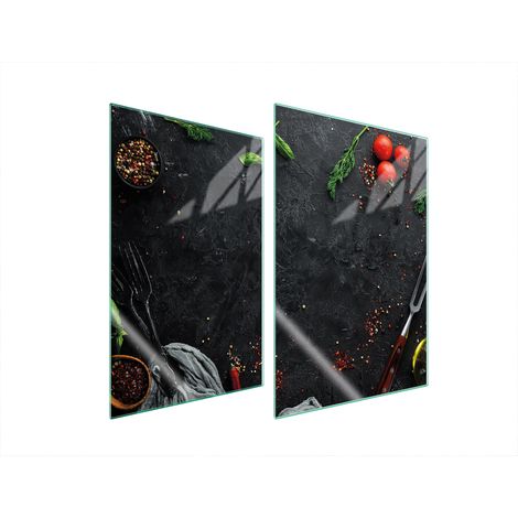Assiette de protection en verre pour la cuisine, 2 x 35 x 52 cm, ardoise (1/5)