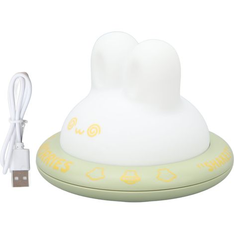 Veilleuse lapin rechargeable, 3 niveaux de lumière chaude, en silicone souple, LED verte, idéale pour la décoration de chambre. (1/5)