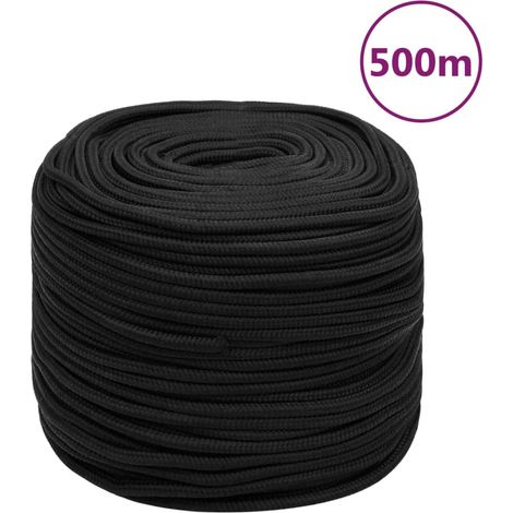 Corde de bateau, noire, 10 mm, 500 m, polypropylène