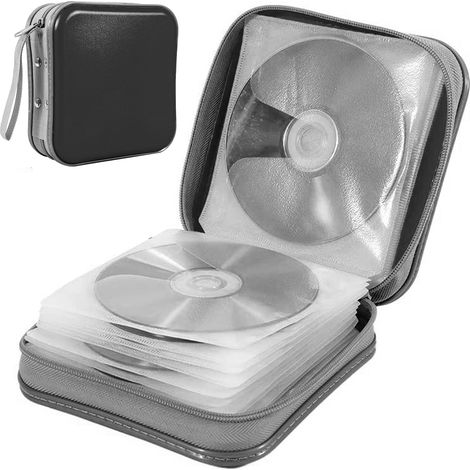 Étui CD 40 disques, étui DVD rigide en plastique, portable, avec fermeture éclair, grand format, idéal pour la voiture, la maison ou les voyages. (1/5)