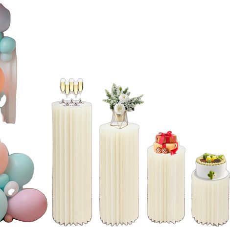 Ensemble de Supports Cylindriques Pliants, Design Élégant Blanc, Haute Capacité de Charge, Variations de Tailles Polyvalentes (1/5)