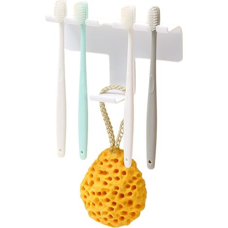 Support Brosse Dents Mural 4 Places Noir Auto-adhesif (1/5)