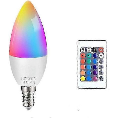 Ampoule LED intelligente 3W de type bougie, enseigne lumineuse néon intérieure RGB E12/E14/E26/E27/B22, télécommande (1/4)