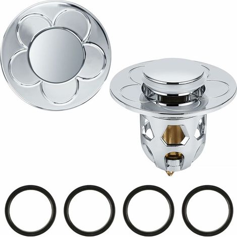 2 Pieces Universal Basin Stopper,Pop Up Sink Plug Anti-Blocked Drain Filter for Bath Kitchen Basin Sink,Applicable to Diameter 34-40mm(Silver) (1/5)
