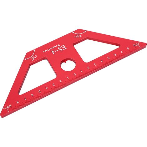 Règle à tracer ES-4 pour le travail du bois, outil de mesure multifonctionnel à 45 degrés, rouge (1/5)