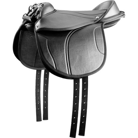 12", Nero 10: Set sella da pony in ecopelle completa di sottopancia, staffe e staffili (1/4)