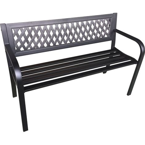 Banco de jardín negro KALIA con patas de acero de 122 cm de ancho (1/3)