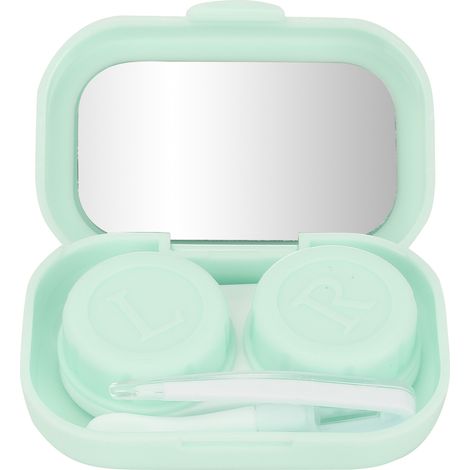 Étui de lentilles de contact portable vert mini lot avec pince et bâtonnet de retrait pour voyage (1/5)