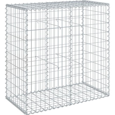Gabbione recinto a gabbia muro di contenimento con coperchio 100 x 50 x 100 cm ferro zincato argento 020040108