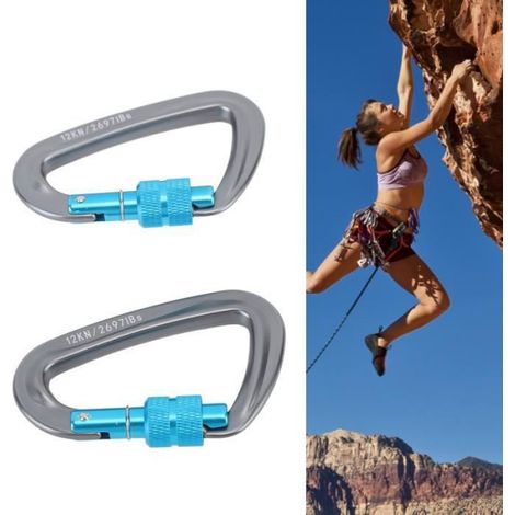 Mousqueton d'escalade Mousquetons d'escalade à verrouillage automatique 12KN, 2 pièces, mousquetons sport d'escalade (1/4)