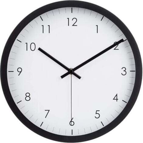 Round Wall Clock, 30.5 cm, Easy to Read, Silent, Battery Operated, Black (1/4)