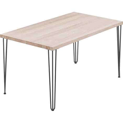 LAMO Manufaktur Esstisch Küchentisch Schreibtisch Couchtisch aus Massivholz, 120x80x76 cm (AxBxH), Creative, Roh / Rohstahl mit Klarlack, LEG-01-A-001-0000Cr (1/5)
