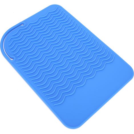 Brosse de lissage en silicone résistante à la chaleur, tapis antidérapant de protection pour fer à friser, étui de voyage pour cheveux, accessoire coiffure, couvre-lame bleu, 1 pièce. (1/5)