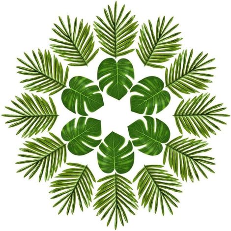 Ensemble de 24 feuilles de palmier tropicales artificielles imitation plantes tropicales