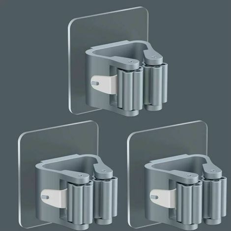 3Pièces Porte-Balai, Rack Auto-Adhésif Porte Vadrouille, sans Percer, Support Mural pour Cuisine, Salle de bain, Garage, Jardin Support de Rangement Organisation Carivent 664.5cm (1/5)