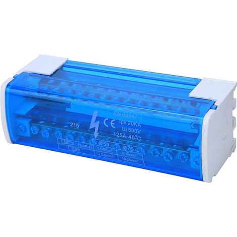 Bornier d'alimentation Boîte de Jonction 2x15 Monophasés à 2 Niveaux avec Rail Transparent (1/5)