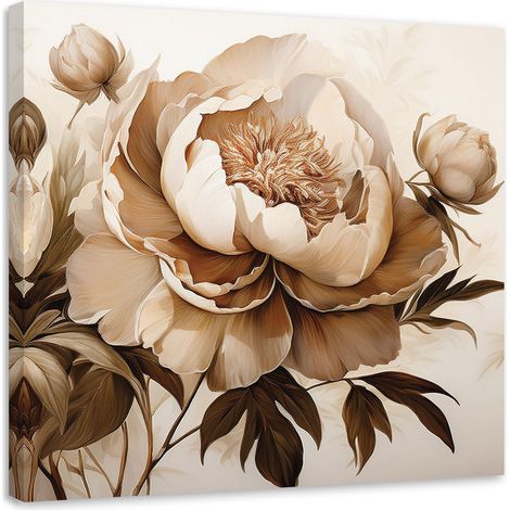 Tableau déco Pivoines Pivoines Fleurs en beige 30x30 (1/5)