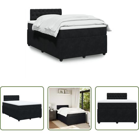 Matelas à ressorts ensachés - Sommier à lattes de lit avec matelas noir 120x190 cm velours (1/5)