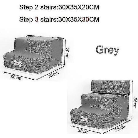 Rutschfeste, abnehmbare 3-stufige Hundetreppe für kleine Hunde und Katzen, ideal für Zwinger, Hundebetten oder andere Haustiere – Haustierzubehör – 3 Stufen (30 x 35 x 30 cm) (1/5)