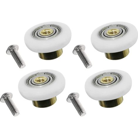 (4 pièces de diamètre 19 mm) roulettes de rechange pour porte de douche coulissante avec vis M4 (1/4)