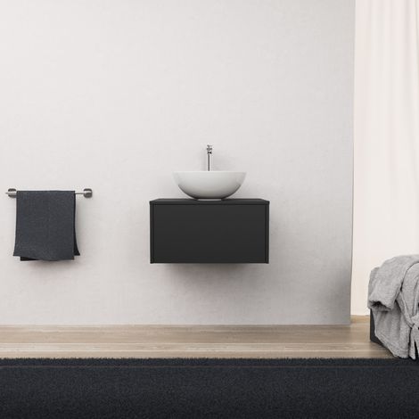 Inda - Mobile bagno L.60 con lavabo in appoggio / Nero opaco 1